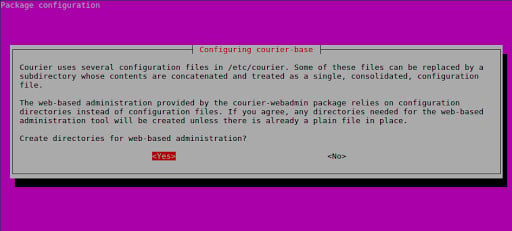 Install Ajenti: configuring courier base