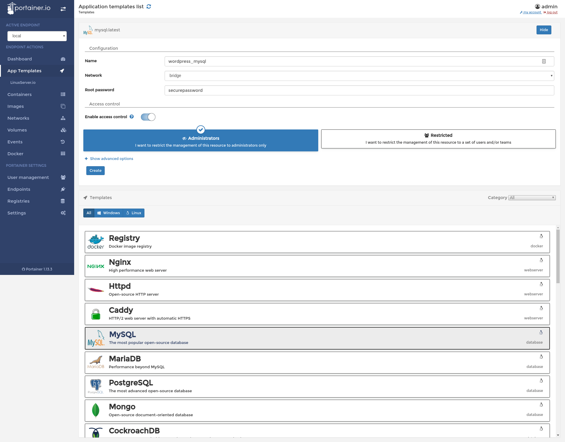 Getting the MySQL container set up